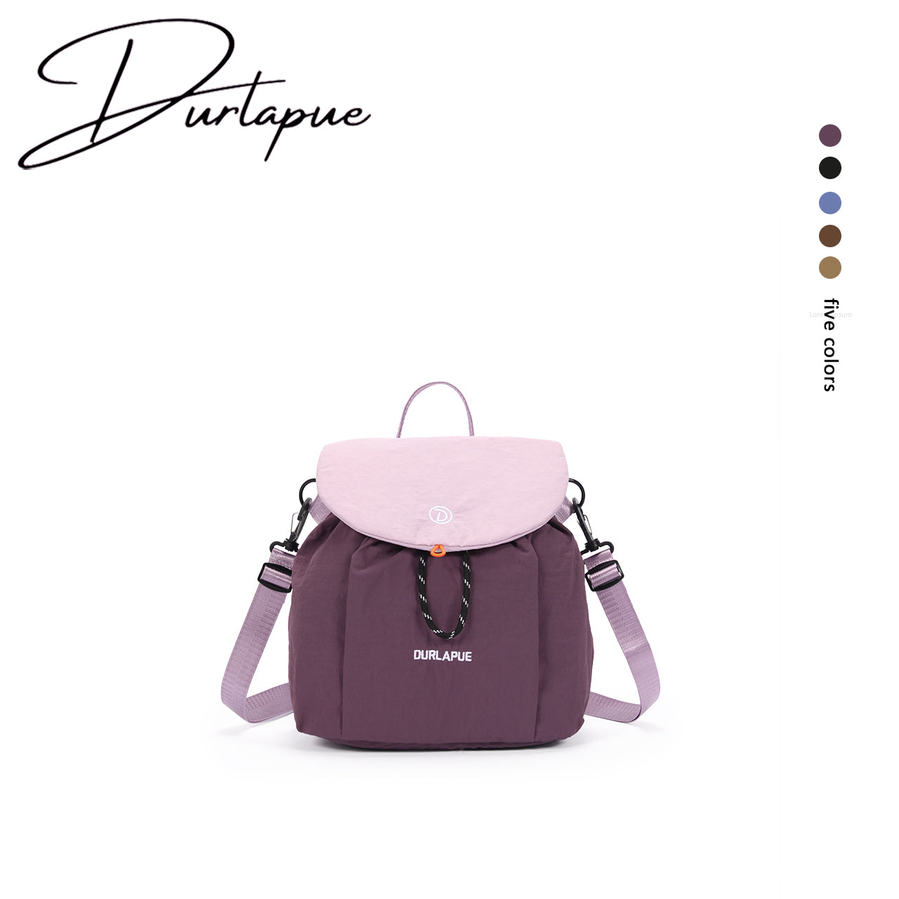(Durlapue) Nylon material small drawstring handbag flap backpack