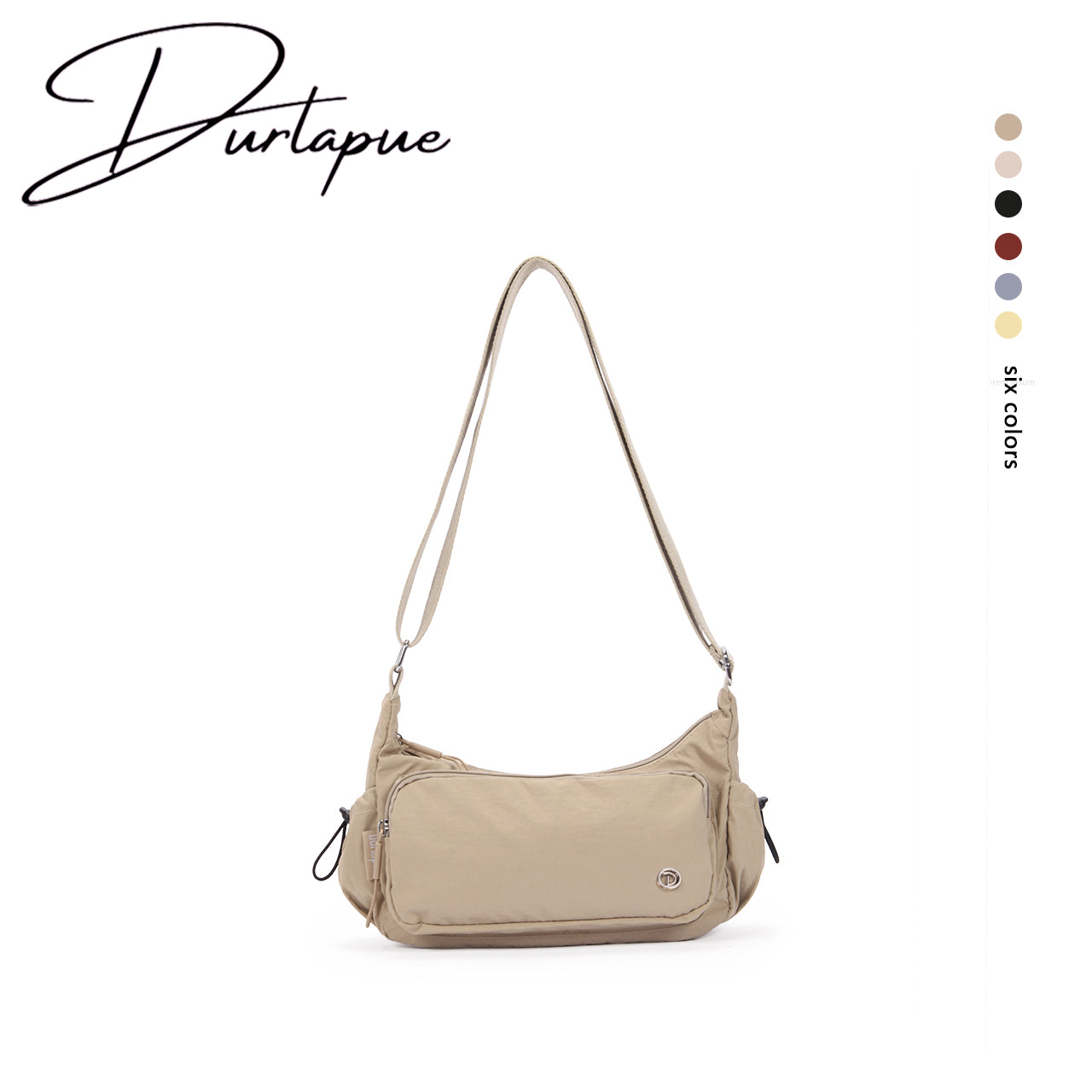 (Durlapue) nylon material solid color lightweight crossbody bag versatile men and women shoulder bag