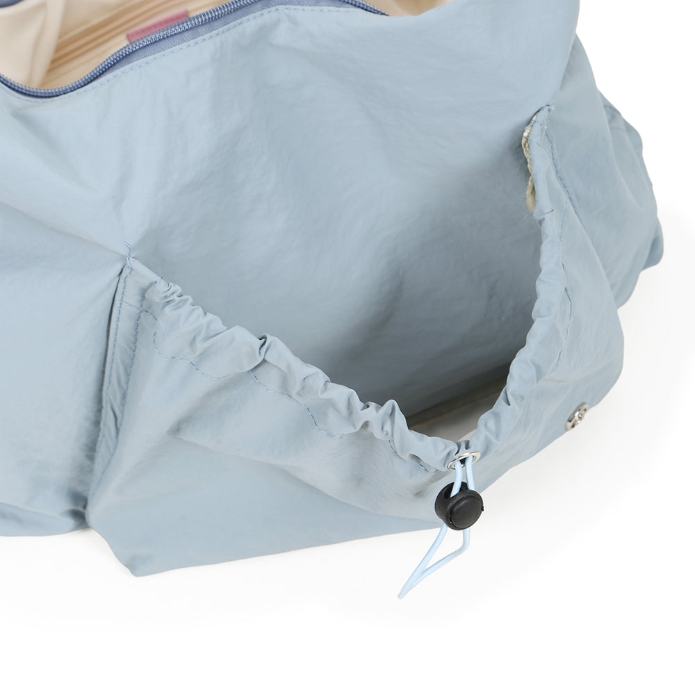 【Durlapue】Drawstring design pleated large capacity shoulder bag nylon waterproof fashionable versatile crossbody bag
