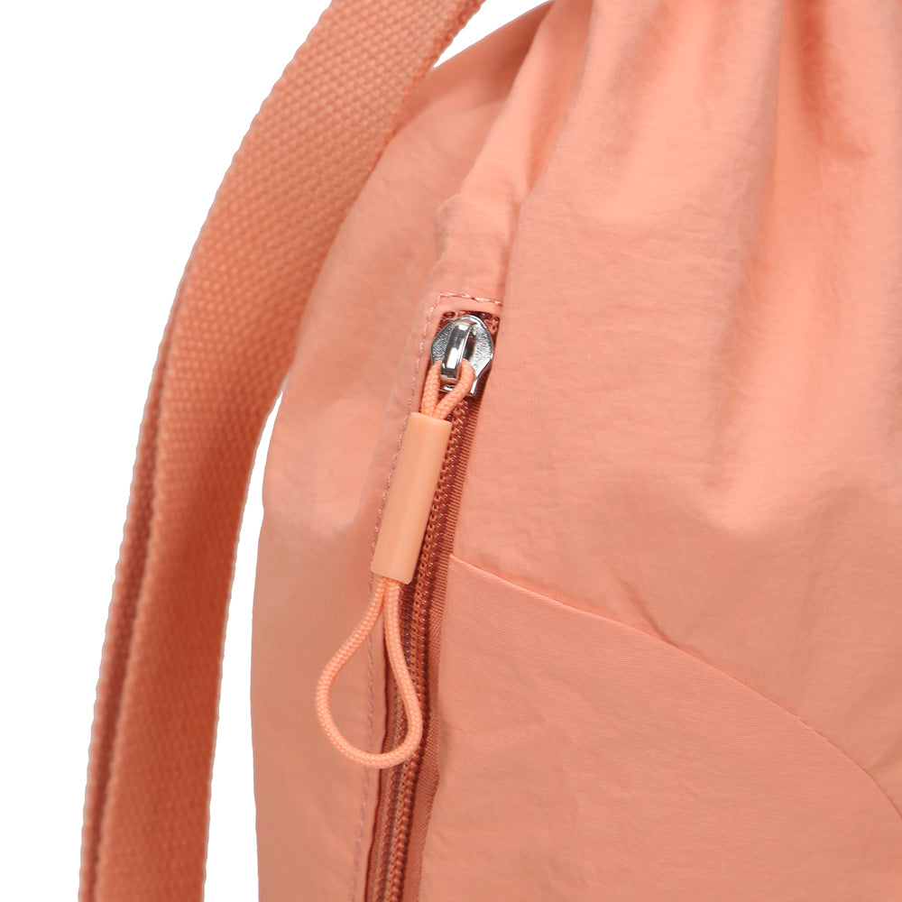 (Durlapue) Nylon Fashion Lightweight Backpack Solid Color Drawstring School Bag
