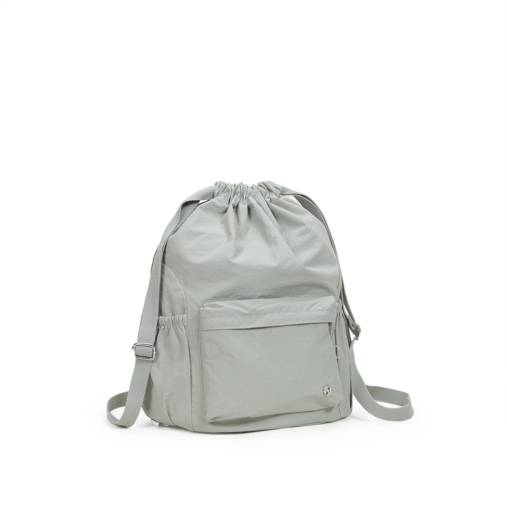 (Durlapue) Nylon Fashion Lightweight Backpack Solid Color Drawstring School Bag