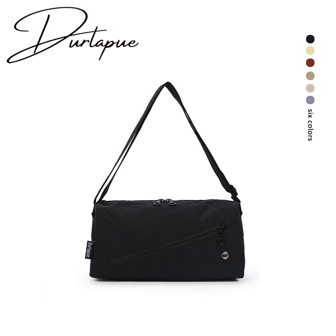 【Durlapue】Solid color nylon casual shoulder bag fashionable and versatile sports messenger bag