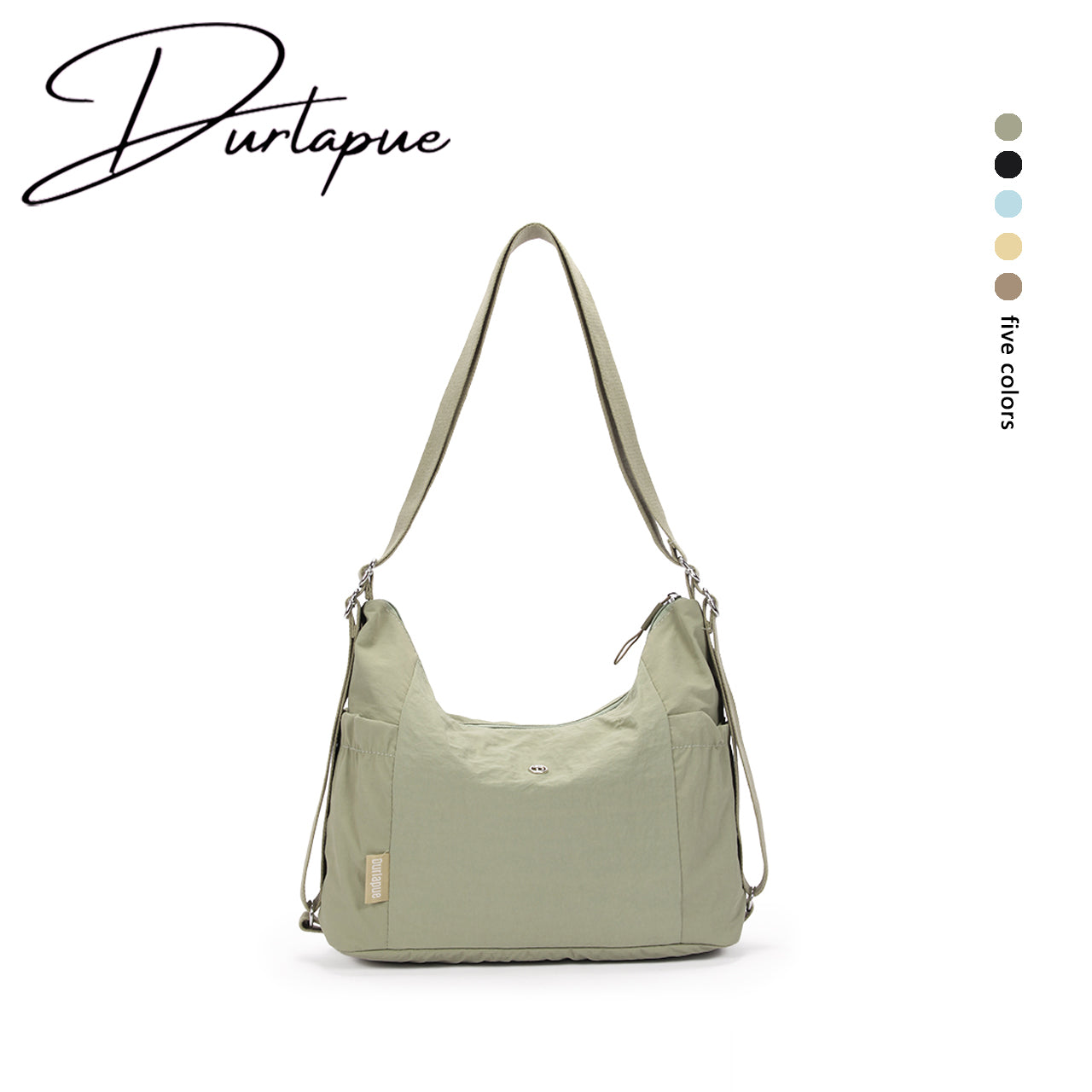 【Durlapue】Nylon waterproof solid color simple large capacity shoulder bag fashionable casual versatile crossbody bag