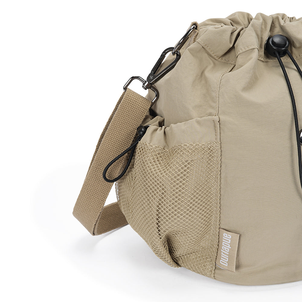 (Durlapue) Nylon material men's and women's fashionable bucket bag, lightweight drawstring crossbody bag