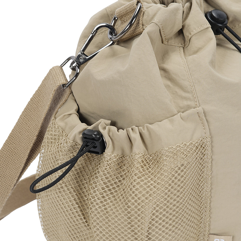 (Durlapue) Nylon material men's and women's fashionable bucket bag, lightweight drawstring crossbody bag