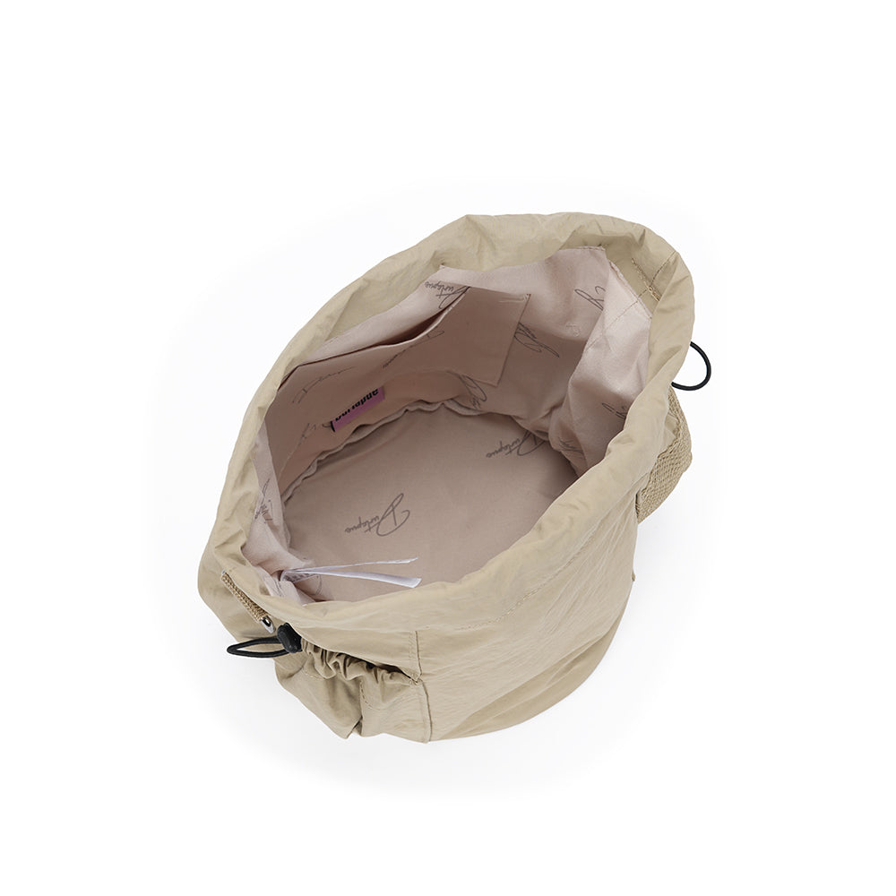 (Durlapue) Nylon material men's and women's fashionable bucket bag, lightweight drawstring crossbody bag