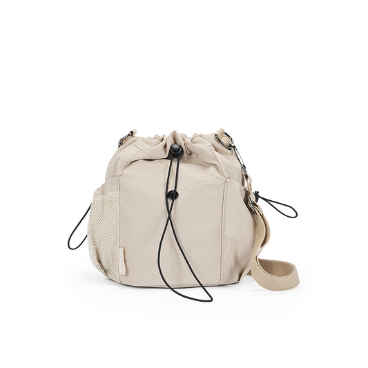 (Durlapue) Nylon material men's and women's fashionable bucket bag, lightweight drawstring crossbody bag