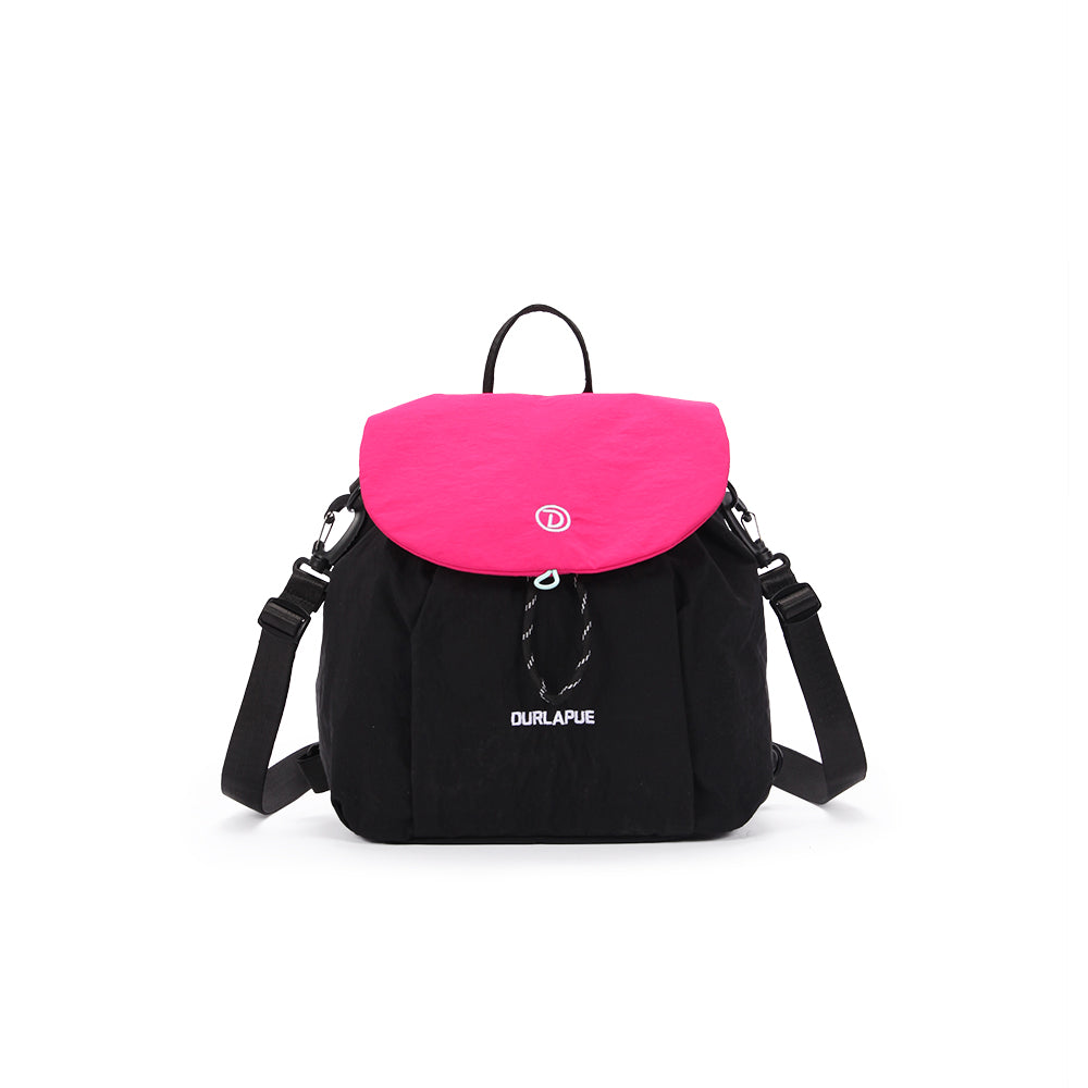 (Durlapue) Nylon material small drawstring handbag flap backpack
