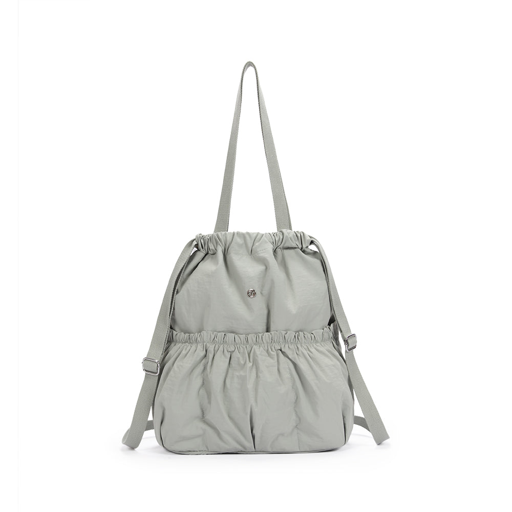 【Durlapue】Sports casual pleated drawstring backpack Nylon waterproof simple practical shoulder bag