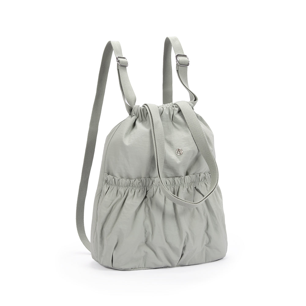 【Durlapue】Sports casual pleated drawstring backpack Nylon waterproof simple practical shoulder bag
