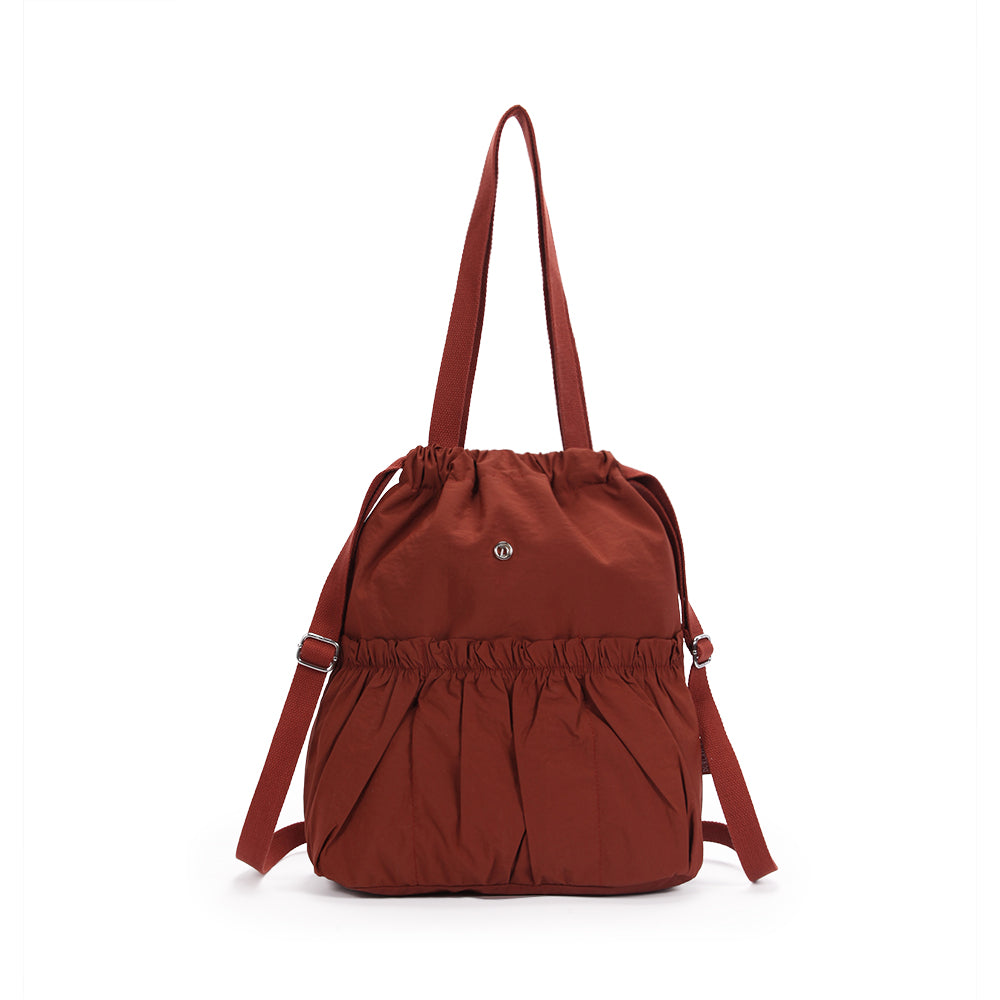 【Durlapue】Sports casual pleated drawstring backpack Nylon waterproof simple practical shoulder bag