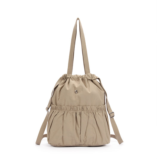 【Durlapue】Sports casual pleated drawstring backpack Nylon waterproof simple practical shoulder bag