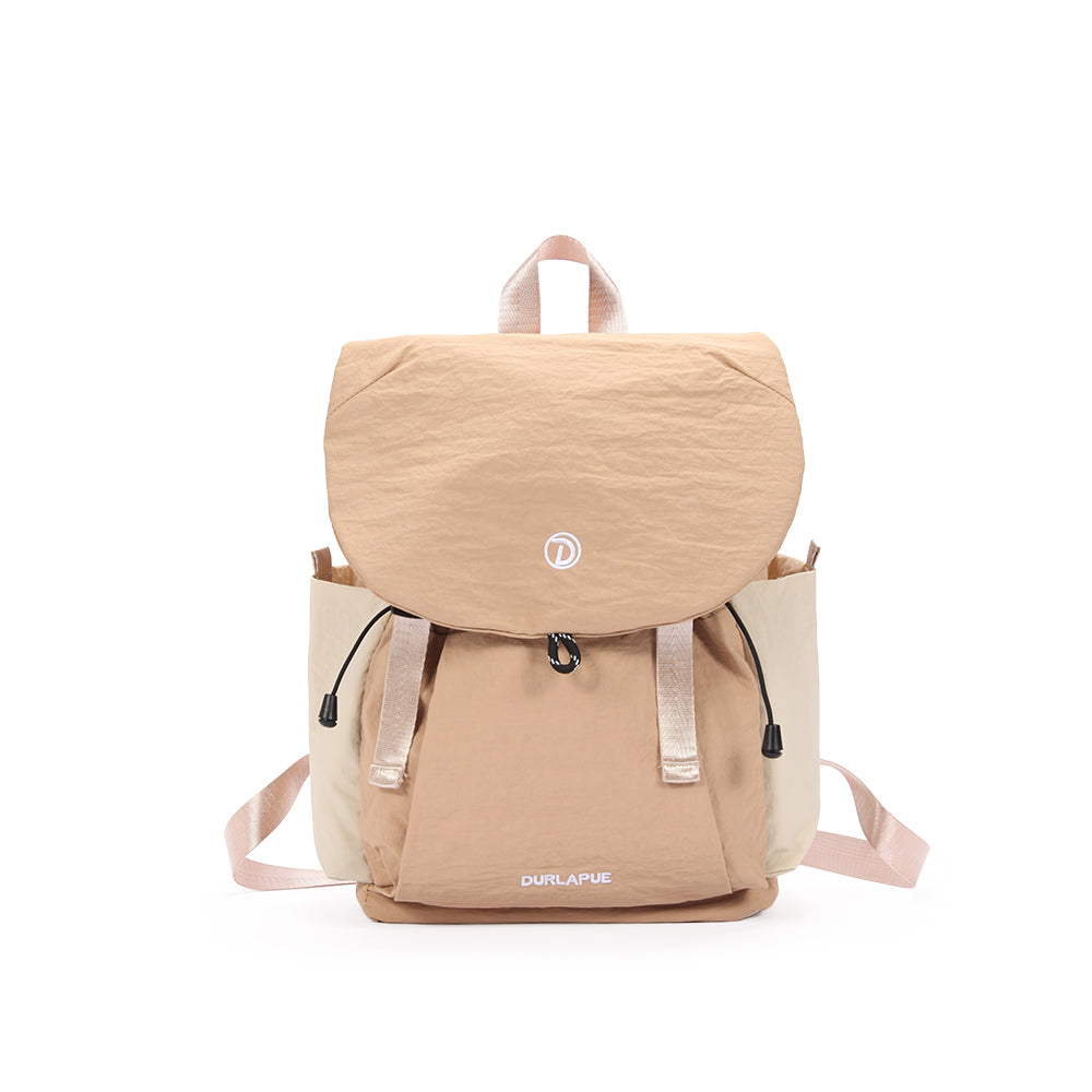 (Durlapue) nylon material fashionable school bag simple drawstring flip backpack