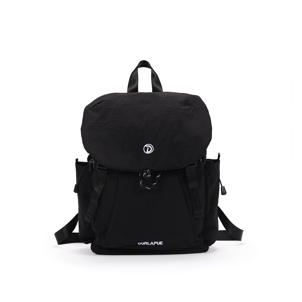 (Durlapue) nylon material fashionable school bag simple drawstring flip backpack