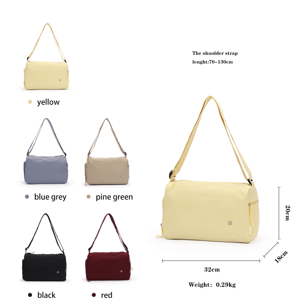 (Durlapue) Nylon material stylish solid color shoulder bag, simple crossbody bag