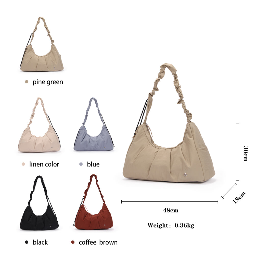 【Durlapue】Nylon waterproof lightweight shoulder bag Fashionable simple solid color yoga messenger bag