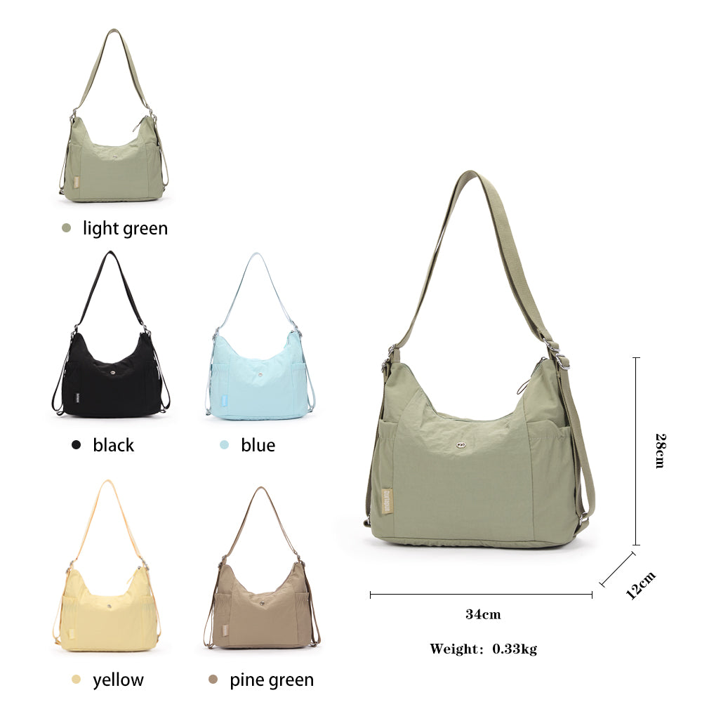 【Durlapue】Nylon waterproof solid color simple large capacity shoulder bag fashionable casual versatile crossbody bag