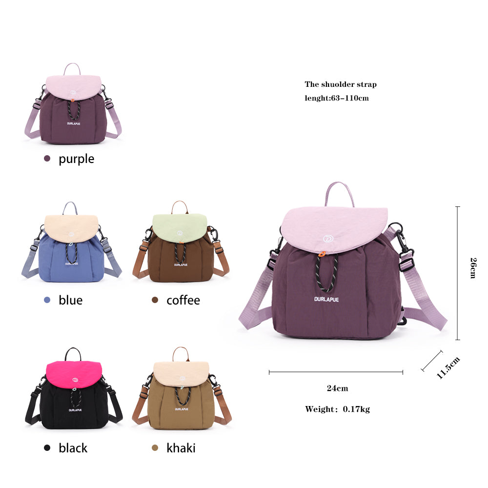 (Durlapue) Nylon material small drawstring handbag flap backpack
