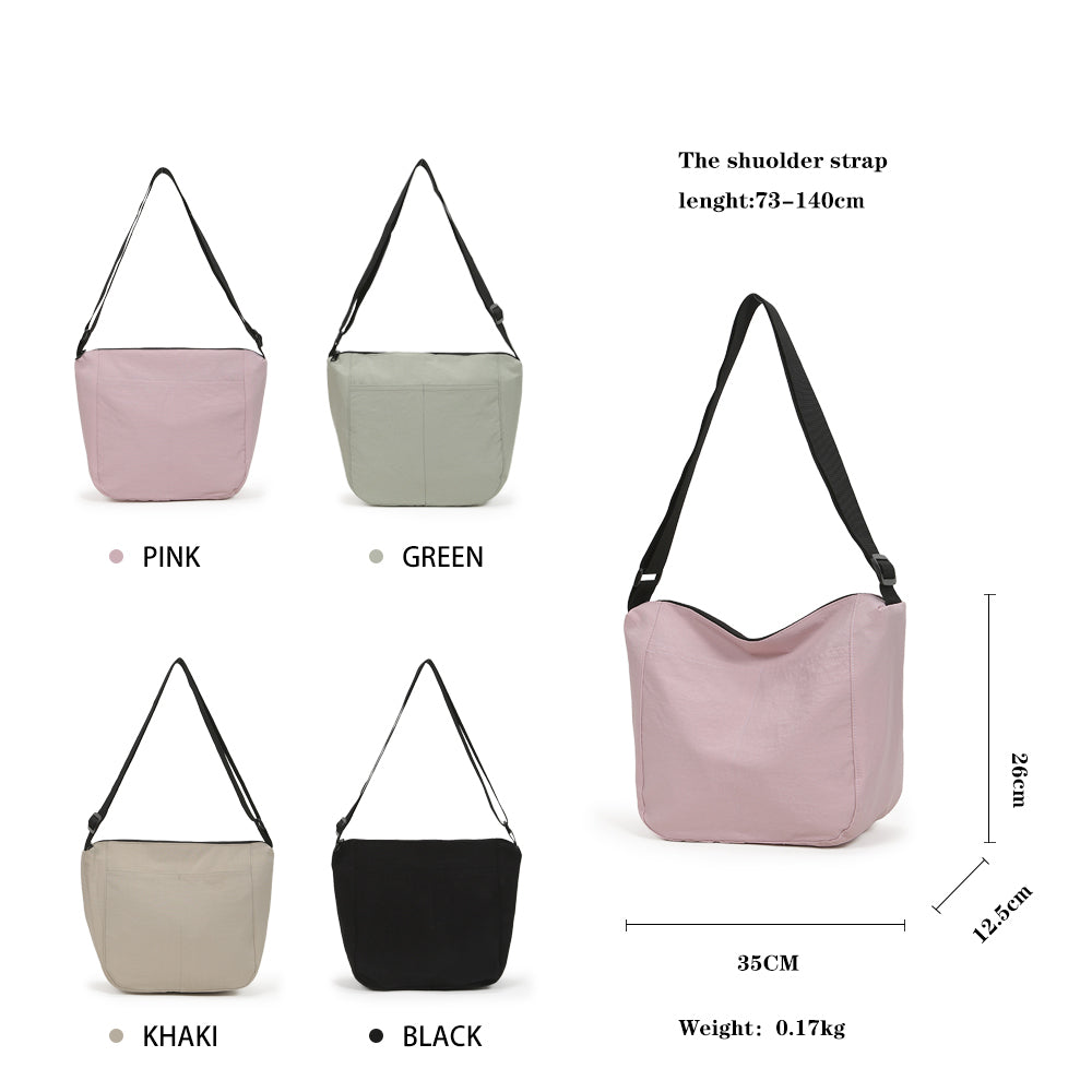 【Durlapue】Nylon waterproof solid color simple shoulder bag fashionable and versatile portable crossbody bag