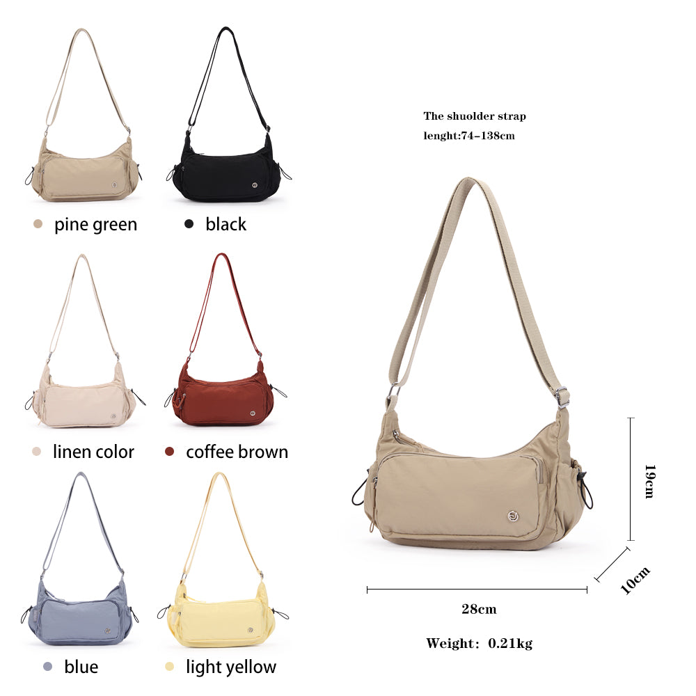 (Durlapue) nylon material solid color lightweight crossbody bag versatile men and women shoulder bag
