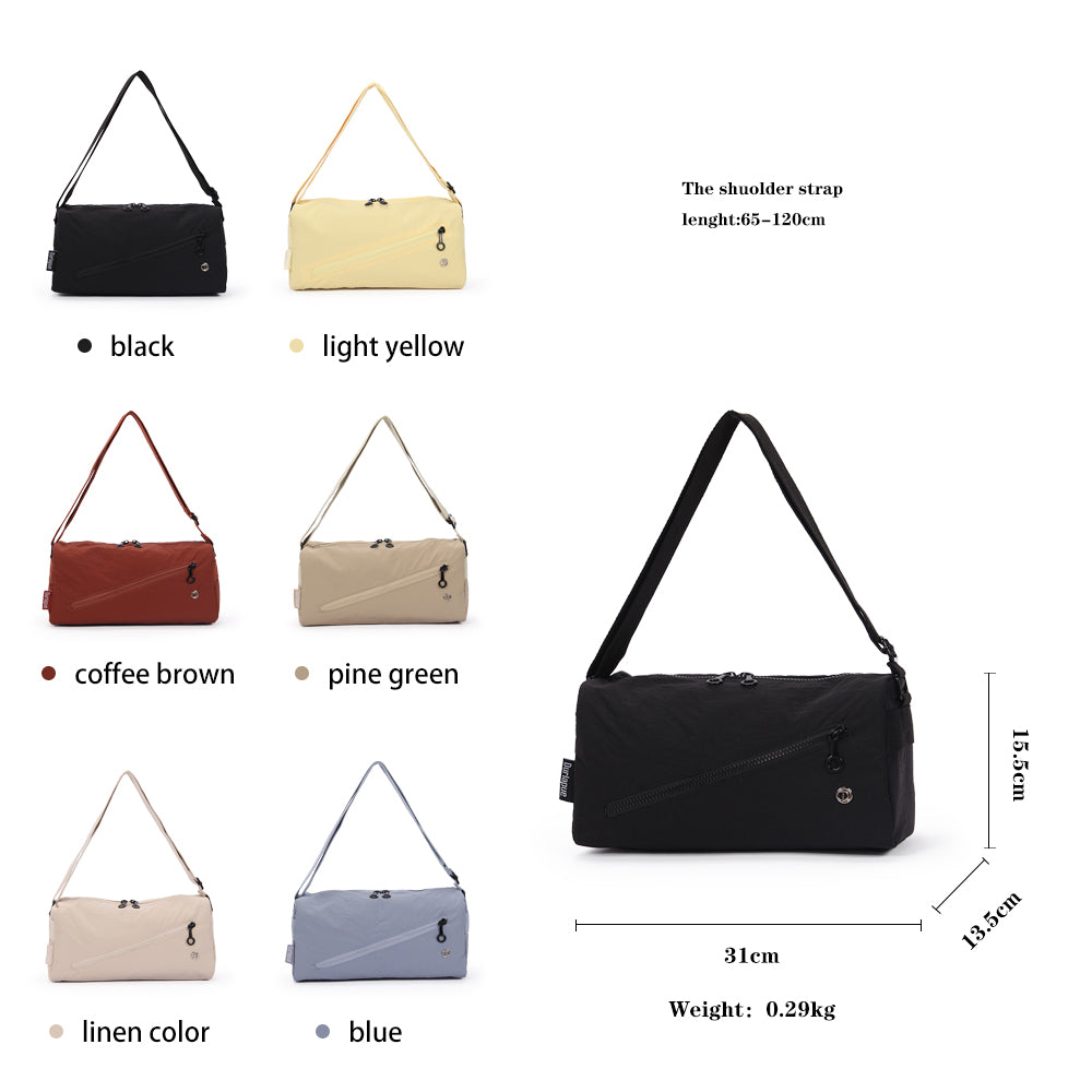 【Durlapue】Solid color nylon casual shoulder bag fashionable and versatile sports messenger bag