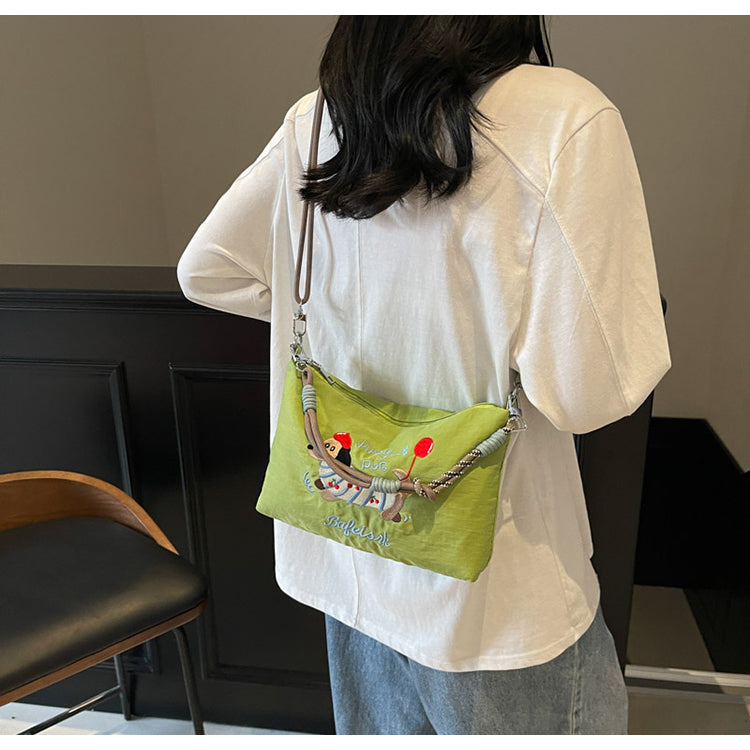 【Durlapue】Elegant embroidered nylon handbag, stylish and versatile shoulder bag