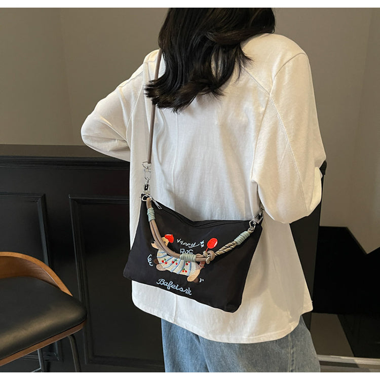 【Durlapue】Elegant embroidered nylon handbag, stylish and versatile shoulder bag