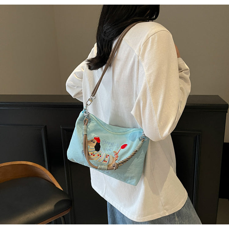 【Durlapue】Elegant embroidered nylon handbag, stylish and versatile shoulder bag