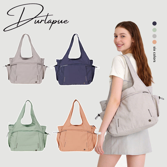 【Durlapue】Large Capacity Nylon Tote Bag Multi Pockets Casual Work Travel Handbag
