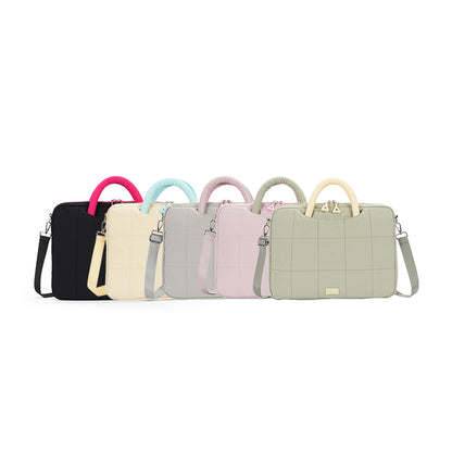 (Durlapue) Simple solid color shoulder laptop bag, stylish tote bag that can hold a 16-inch laptop.