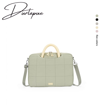 (Durlapue) Simple solid color shoulder laptop bag, stylish tote bag that can hold a 16-inch laptop.