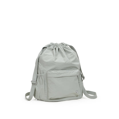(Durlapue) Stylish and lightweight nylon backpack, solid color drawstring design, can accommodate a 13-inch laptop.