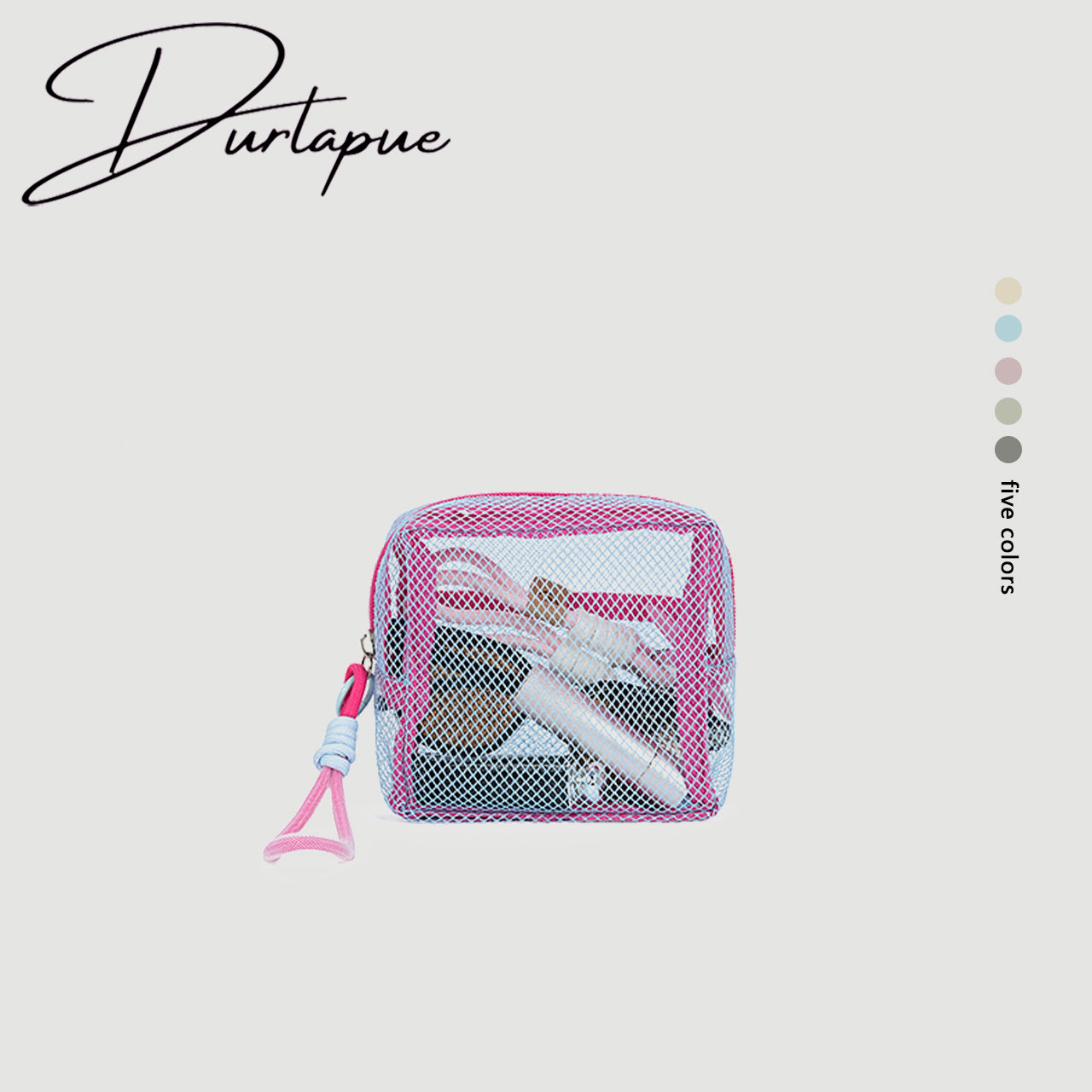 【Durlapue】Zippered mesh pocket small bag, fashionable cosmetic bag