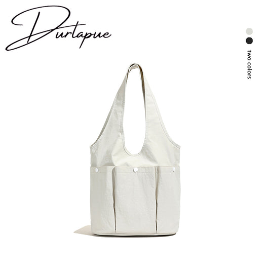 【Durlapue】Nylon solid color large capacity multi-pocket shoulder bag casual versatile commuter handbag