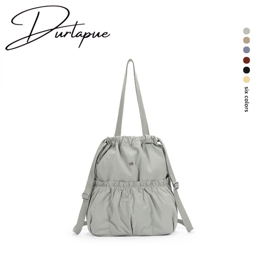【Durlapue】Sports casual pleated drawstring backpack Nylon waterproof simple practical shoulder bag