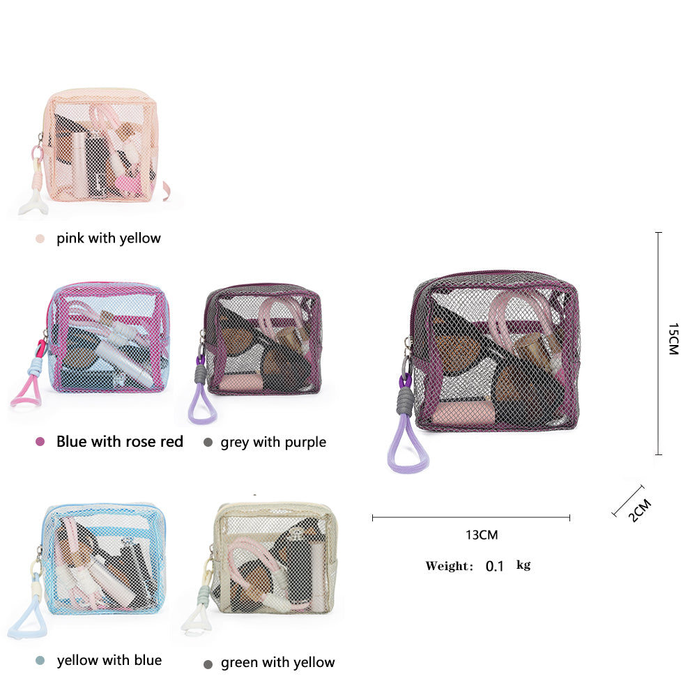 【Durlapue】Zippered mesh pocket small bag, fashionable cosmetic bag