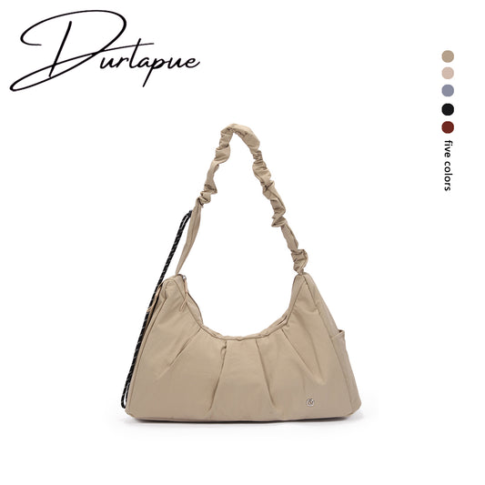 【Durlapue】Nylon waterproof lightweight shoulder bag Fashionable simple solid color yoga messenger bag