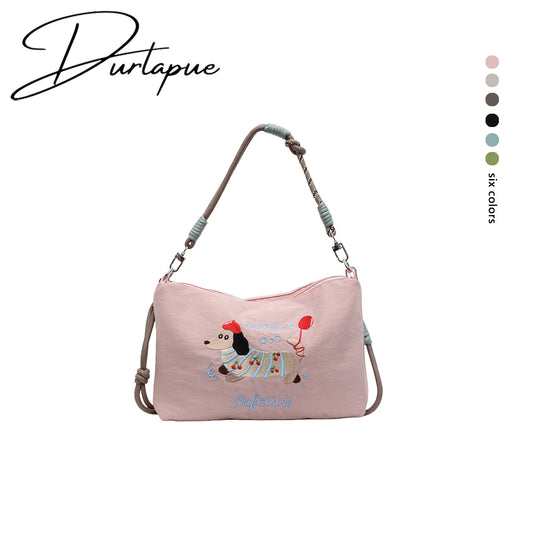 【Durlapue】Elegant embroidered nylon handbag, stylish and versatile shoulder bag