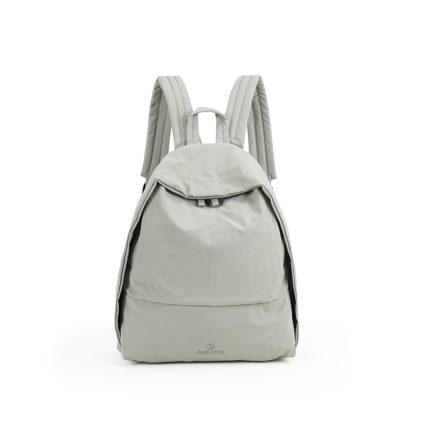 【Durlapue】Lightweight Nylon Zipper Backpack Solid Color Casual Daily Travel Shoulder Bag