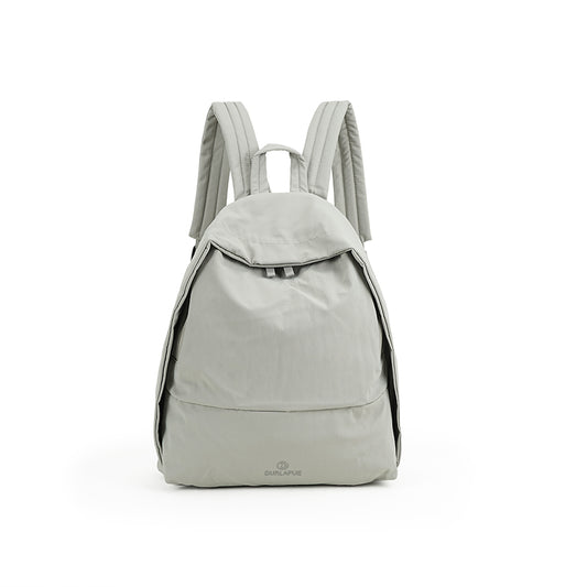 【Durlapue】Lightweight Nylon Zipper Backpack Solid Color Casual Daily Travel Shoulder Bag