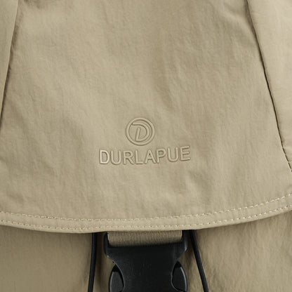 【Durlapue】Lightweight Flap Drawstring Backpack Multi Pocket Water Resistant Nylon Daypack For Travel Work