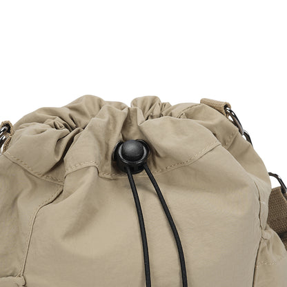 (Durlapue) Nylon material men's and women's fashionable bucket bag, lightweight drawstring crossbody bag