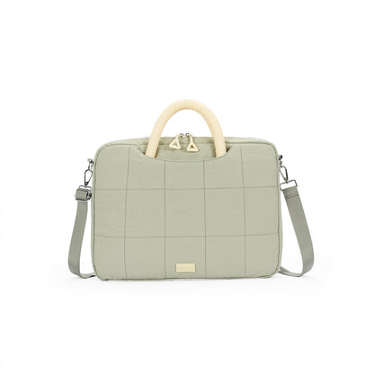 (Durlapue) Simple solid color shoulder laptop bag, stylish tote bag that can hold a 16-inch laptop.