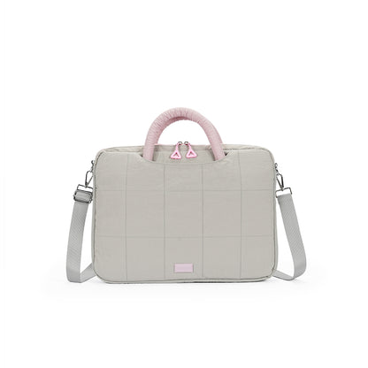 (Durlapue) Simple solid color shoulder laptop bag, stylish tote bag that can hold a 16-inch laptop.