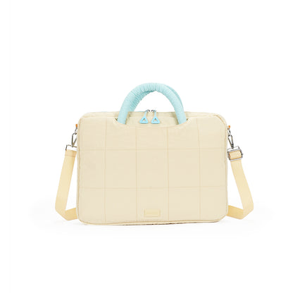 (Durlapue) Simple solid color shoulder laptop bag, stylish tote bag that can hold a 16-inch laptop.