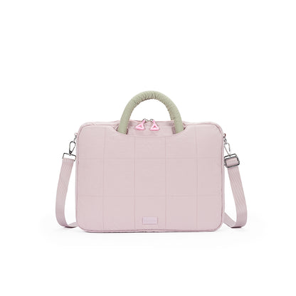 (Durlapue) Simple solid color shoulder laptop bag, stylish tote bag that can hold a 16-inch laptop.