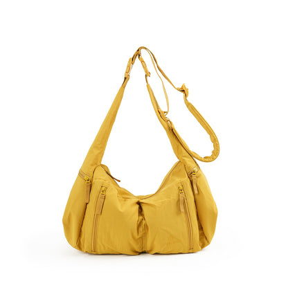 【Durlapue】Lightweight Water Resistant Nylon Crossbody Bag, Multi Zipper Pocket Convertible Shoulder Handbag for Daily Travel