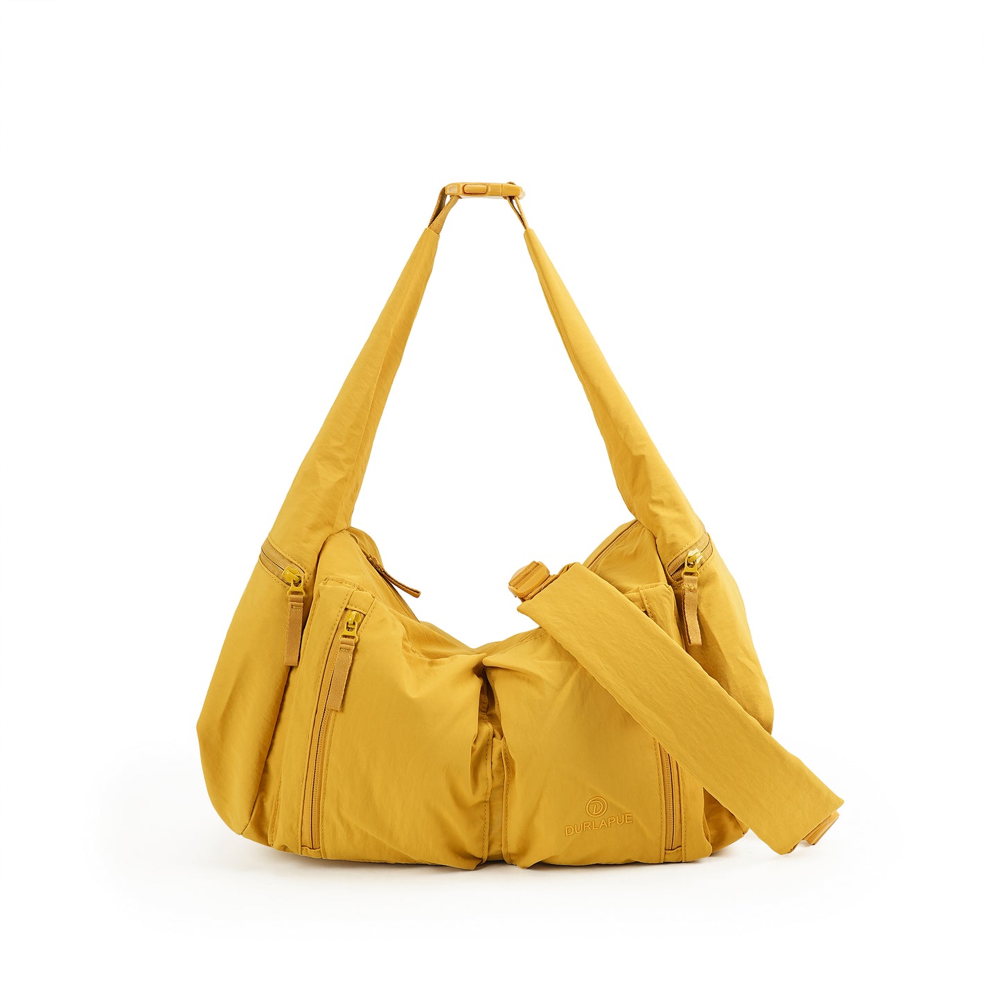 【Durlapue】Lightweight Water Resistant Nylon Crossbody Bag, Multi Zipper Pocket Convertible Shoulder Handbag for Daily Travel