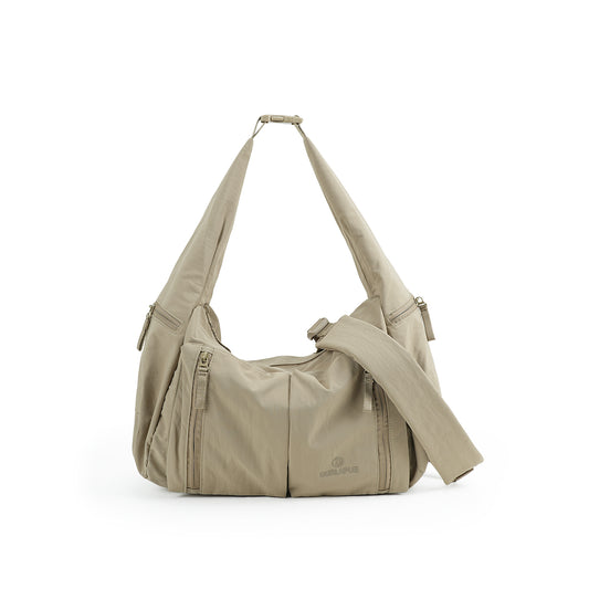 【Durlapue】Lightweight Water Resistant Nylon Crossbody Bag, Multi Zipper Pocket Convertible Shoulder Handbag for Daily Travel