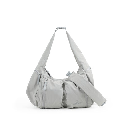 【Durlapue】Lightweight Water Resistant Nylon Crossbody Bag, Multi Zipper Pocket Convertible Shoulder Handbag for Daily Travel